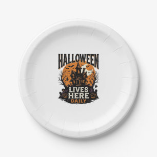Vintage Halloween Shirt Haunted House Everyday Got Paper Plate
