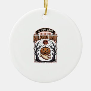 Vintage Halloween Shirt Spooky Engraved Pumpkin Gh Ceramic Ornament