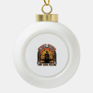 Vintage Halloween Shirt Spooky Season Feeling Desi Ceramic Ball Christmas Ornament