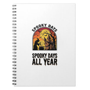 Vintage Halloween Shirt Witch House Bat Moon Desig Notebook