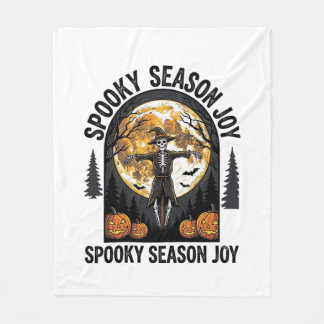 Vintage Halloween Shirt with Scarecrow Moon Art_1 Fleece Blanket