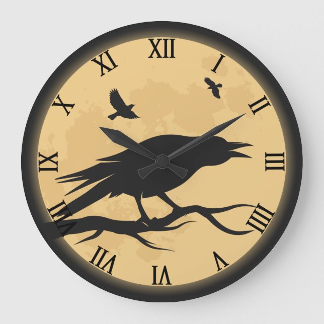 Vintage Halloween Silhouette Design Large Clock (Front)