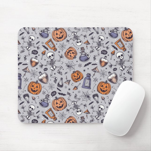 Vintage Halloween Skeleton and Potions Pattern Mouse Pad (With Mouse)