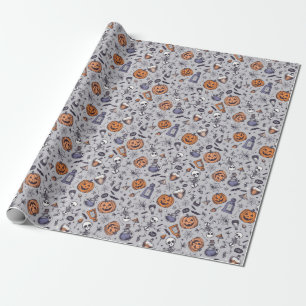 Vintage Halloween Skeleton and Potions Pattern Wrapping Paper