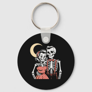 Vintage Halloween Skeleton Couple In Love 1950s St Key Ring