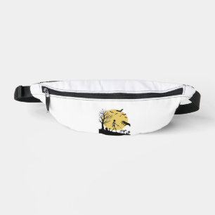 Vintage Halloween Skeleton Dog Moon Vector Design_ Bum Bags