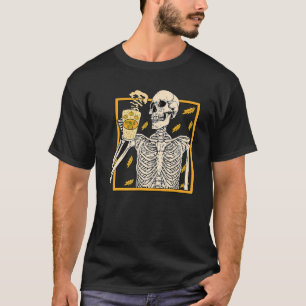 Vintage Halloween Skeleton Pumpkin Spice Latte Syr T-Shirt
