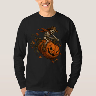 Vintage Halloween Skeleton Pumpkin T-Shirt