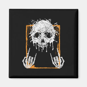 Vintage Halloween Skeleton Rock On Hand Skeleton M Magnet