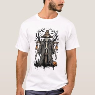 Vintage Halloween Skeleton Scarecrow Shirt Design_