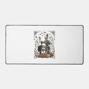 Vintage Halloween Skeleton Sewing Machine Shirt De Desk Mat