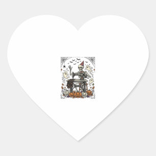 Vintage Halloween Skeleton Sewing Machine Shirt De Heart Sticker