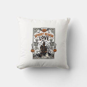 Vintage Halloween Skeleton Spooky Season Love Shir Cushion