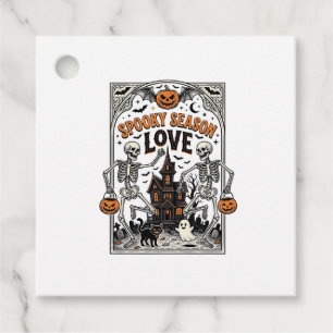 Vintage Halloween Skeleton Spooky Season Love Shir Favour Tags