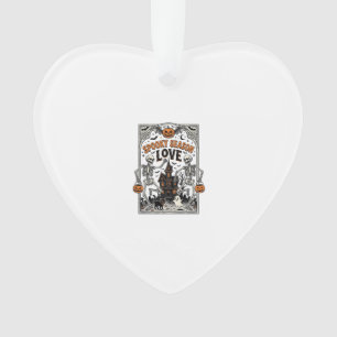 Vintage Halloween Skeleton Spooky Season Love Shir Ornament