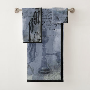 Vintage Halloween Skull and Crow Customise Bath Towel Set