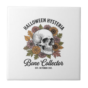Vintage Halloween Skull Bone Collector Shirt Desig Ceramic Tile