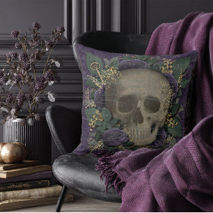 Vintage Halloween Skull Cushion