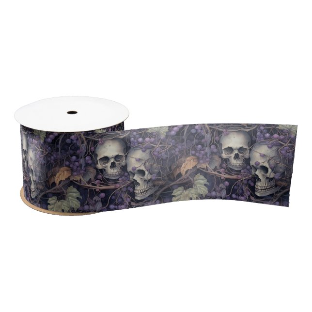 Vintage Halloween Skull Satin Ribbon (Spool)