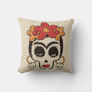 Vintage Halloween Skull Throw Pillow