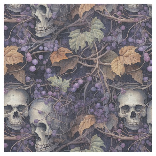 Vintage Halloween Skulls Fabric (Close Up)