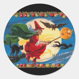 Vintage Halloween Spirit Witch Sticker