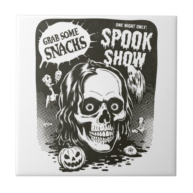 Vintage Halloween Spook Show Ceramic Tile (Front)