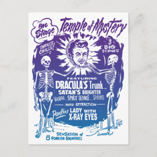 Vintage Halloween Spook Show Temple of Mystery Postcard