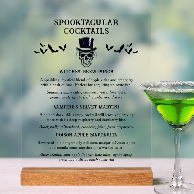 Vintage Halloween Spooktacular Signature Cocktail  Acrylic Sign (Spooktacular cocktail menu)