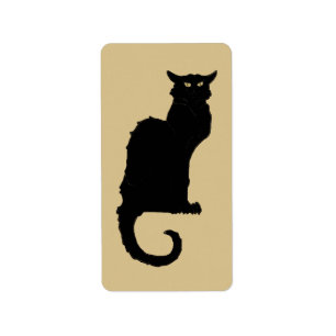 Vintage Halloween, Spooky Art Nouveau Black Cat Label