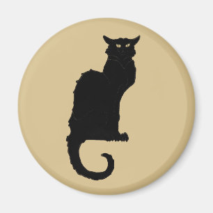 Vintage Halloween, Spooky Art Nouveau Black Cat Magnet