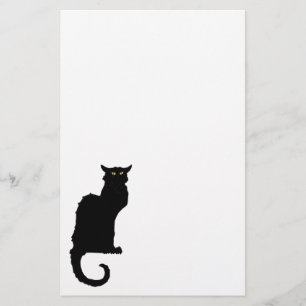 Vintage Halloween, Spooky Art Nouveau Black Cat Stationery