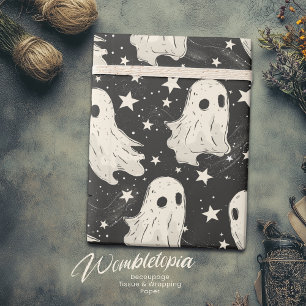 Vintage Halloween Spooky Ghosts & Stars Pattern Wrapping Paper