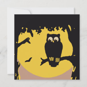 Vintage Halloween, Spooky Owl in Tree with Moon Invitation