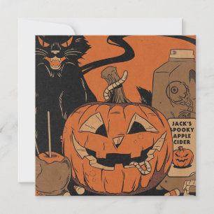 Vintage Halloween Spooky Pumpkin Holiday Card