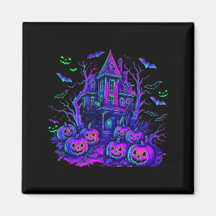 Vintage Halloween Spooky Scene Retro Pumpkin Scary Magnet