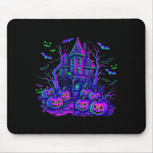 Vintage Halloween Spooky Scene Retro Pumpkin Scary Mouse Pad
