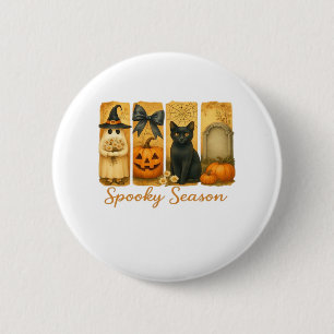 Vintage Halloween Spooky Season, cute ghost floral 6 Cm Round Badge