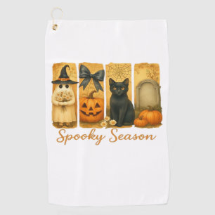 Vintage Halloween Spooky Season, cute ghost floral Golf Towel