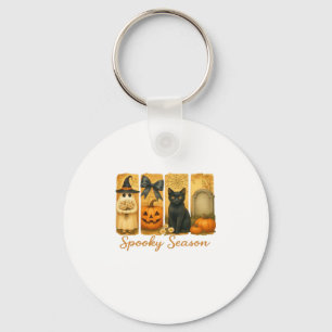 Vintage Halloween Spooky Season, cute ghost floral Key Ring