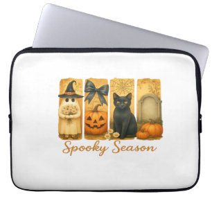 Vintage Halloween Spooky Season, cute ghost floral Laptop Sleeve