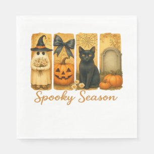 Vintage Halloween Spooky Season, cute ghost floral Napkin