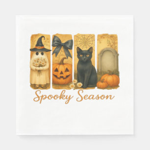 Vintage Halloween Spooky Season, cute ghost floral Napkin