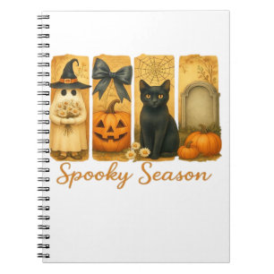 Vintage Halloween Spooky Season, cute ghost floral Notebook