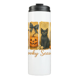 Vintage Halloween Spooky Season, cute ghost floral Thermal Tumbler