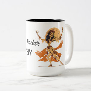 Vintage Halloween spooky skeleton dancer Two-Tone Coffee Mug