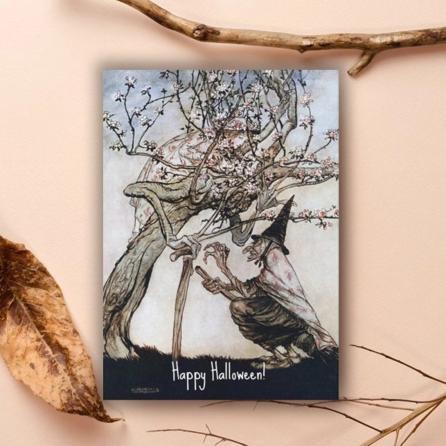 Vintage Halloween Spooky Witch Arthur Rackham Card (Creator Uploaded)