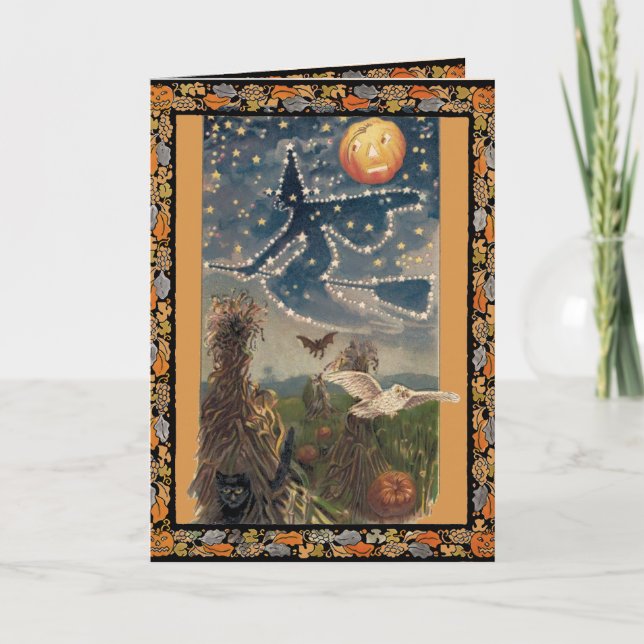 Vintage Halloween Starry Night Card (Front)