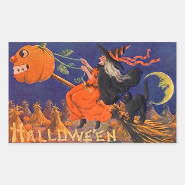 Vintage Halloween Sticker | Witch Cat (Front)