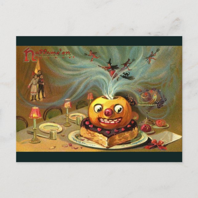 Vintage Halloween Table Postcard (Front)